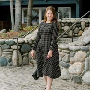 Dainty Jewells Miss Marisol MIDI Dress Black with gold threads size Small